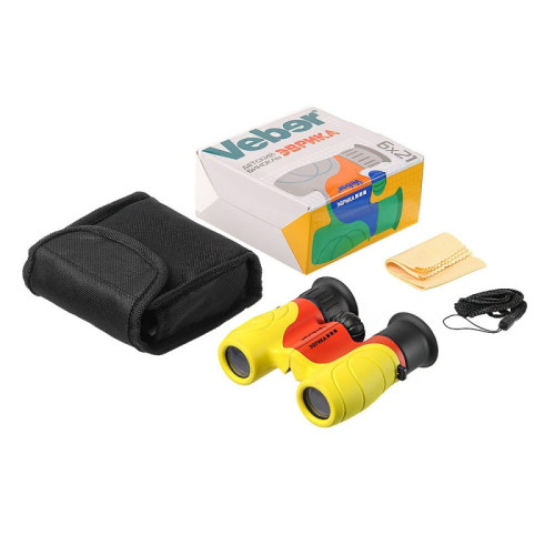 Бинокль детский Veber «Эврика» 6x21, желто-красный