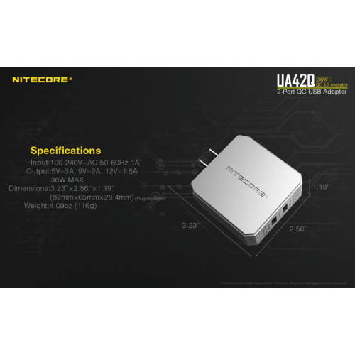 Адаптер USB Nitecore UA42Q 2-портовый