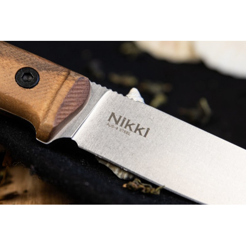 Туристический нож Nikki AUS-8 StoneWash орех кожа