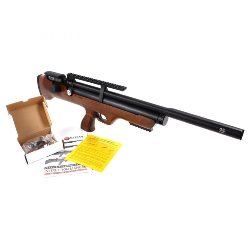 Пневматическая винтовка Hatsan Flashpup-W QE (дерево, PCP, модератор, 3 Дж) 5,5 мм