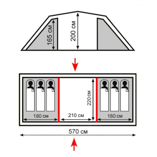 Палатка Totem Hurone 6 V2, зеленый