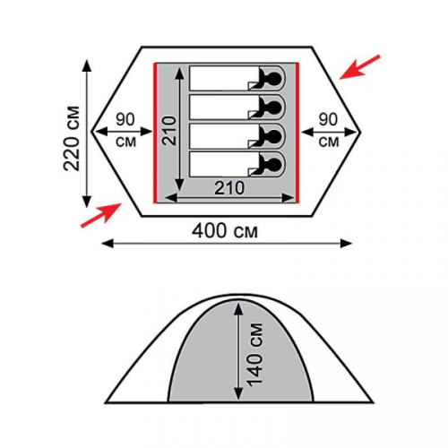 Палатка Tramp Rock 4 (V2) серая