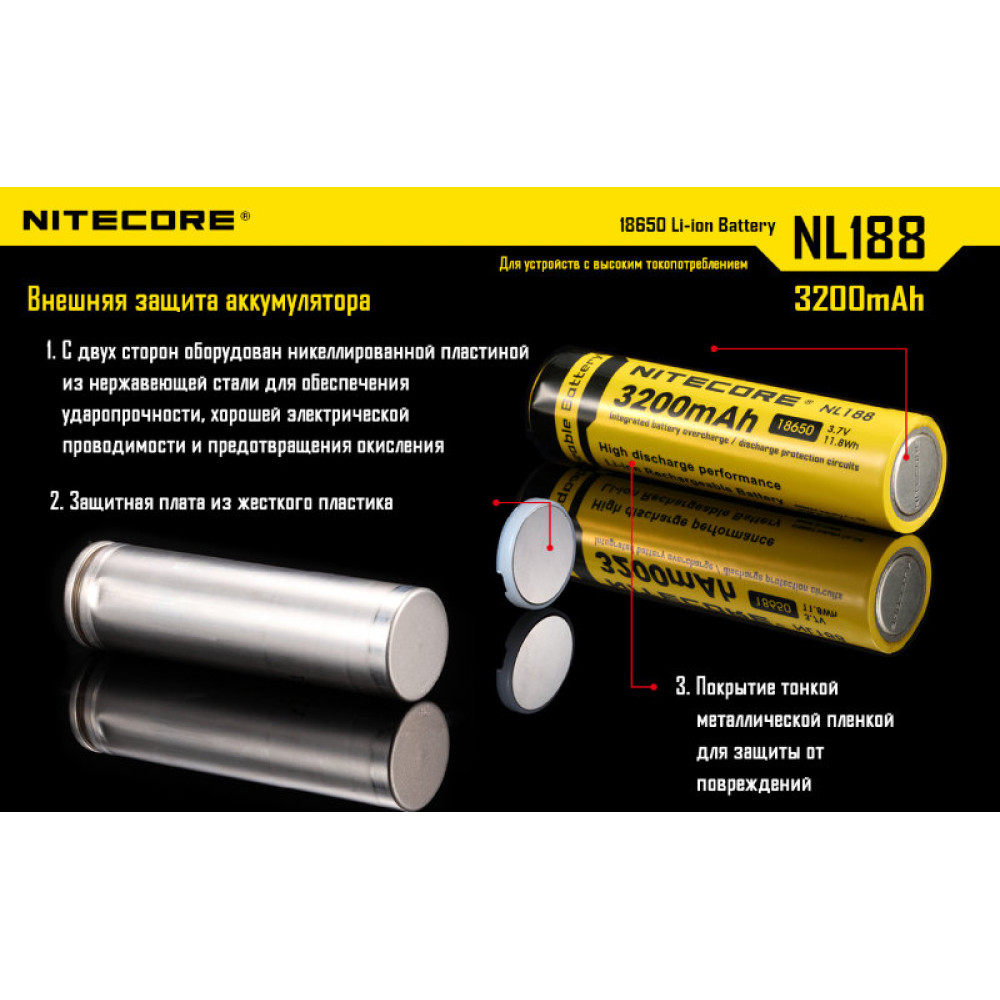 Аккумулятор Nitecore NL1832 18650 Li-ion 3.7v 3200mAh