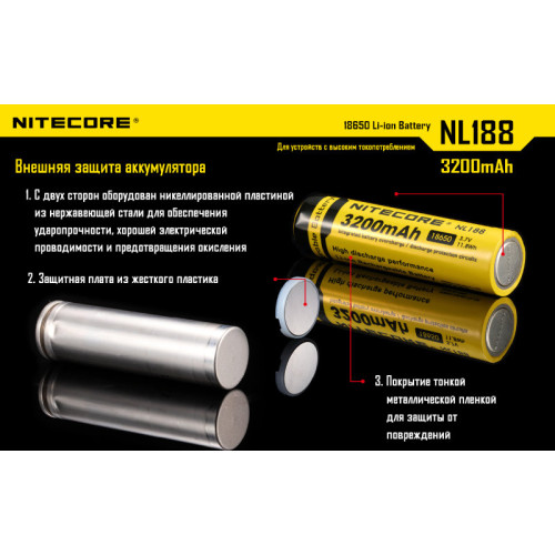 Аккумулятор Nitecore NL1832 18650 Li-ion 3.7v 3200mAh