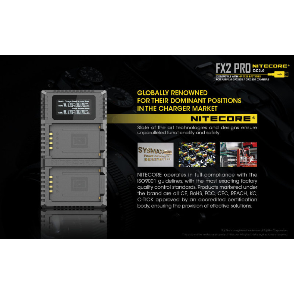 Зарядное устройство Nitecore FX2 PRO Fujifilm NP-T125