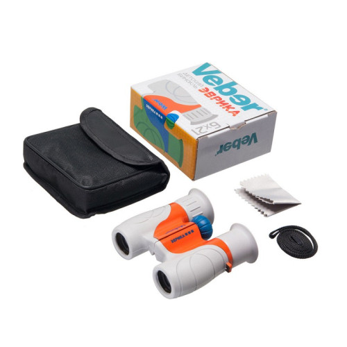 Бинокль детский Veber «Эврика» 6x21, серо-оранжевый