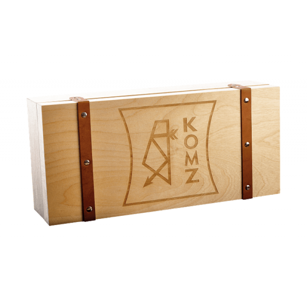 Бинокль БПЦ5 8х30М с оклеенным кожей корпусом и отделкой «Темный хром» в деревянной шкатулке