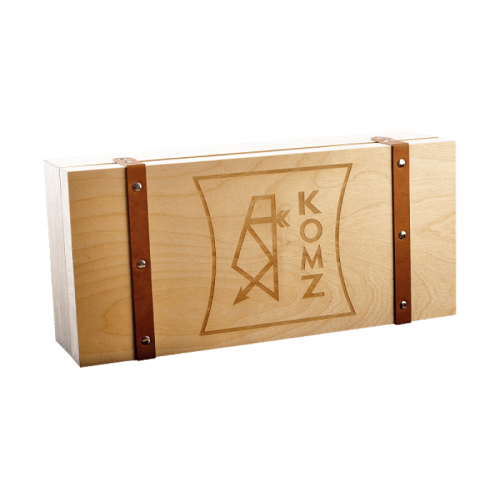 Бинокль БПЦ5 8х30М с оклеенным кожей корпусом и отделкой «Темный хром» в деревянной шкатулке