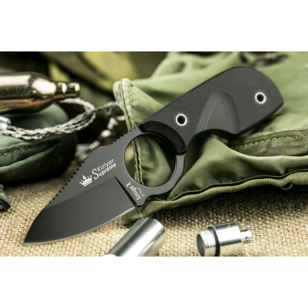 Шейный нож Amigo X Black D2 BT