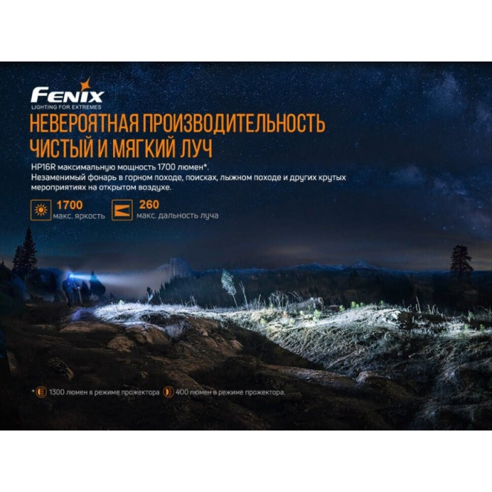 Налобный фонарь Fenix HP16R (Luminus SST40, Cree XP-G3 S4, Everlight 2835)
