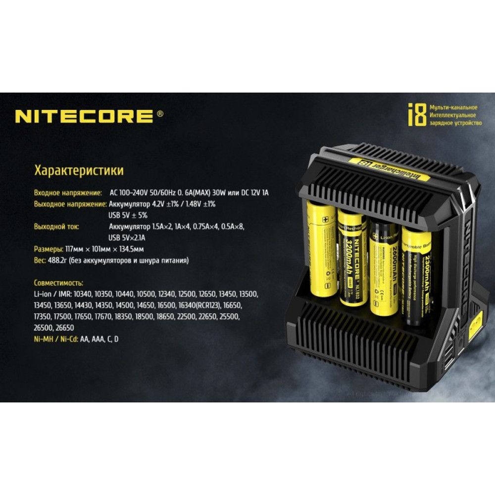 Зарядное устройство Nitecore i8