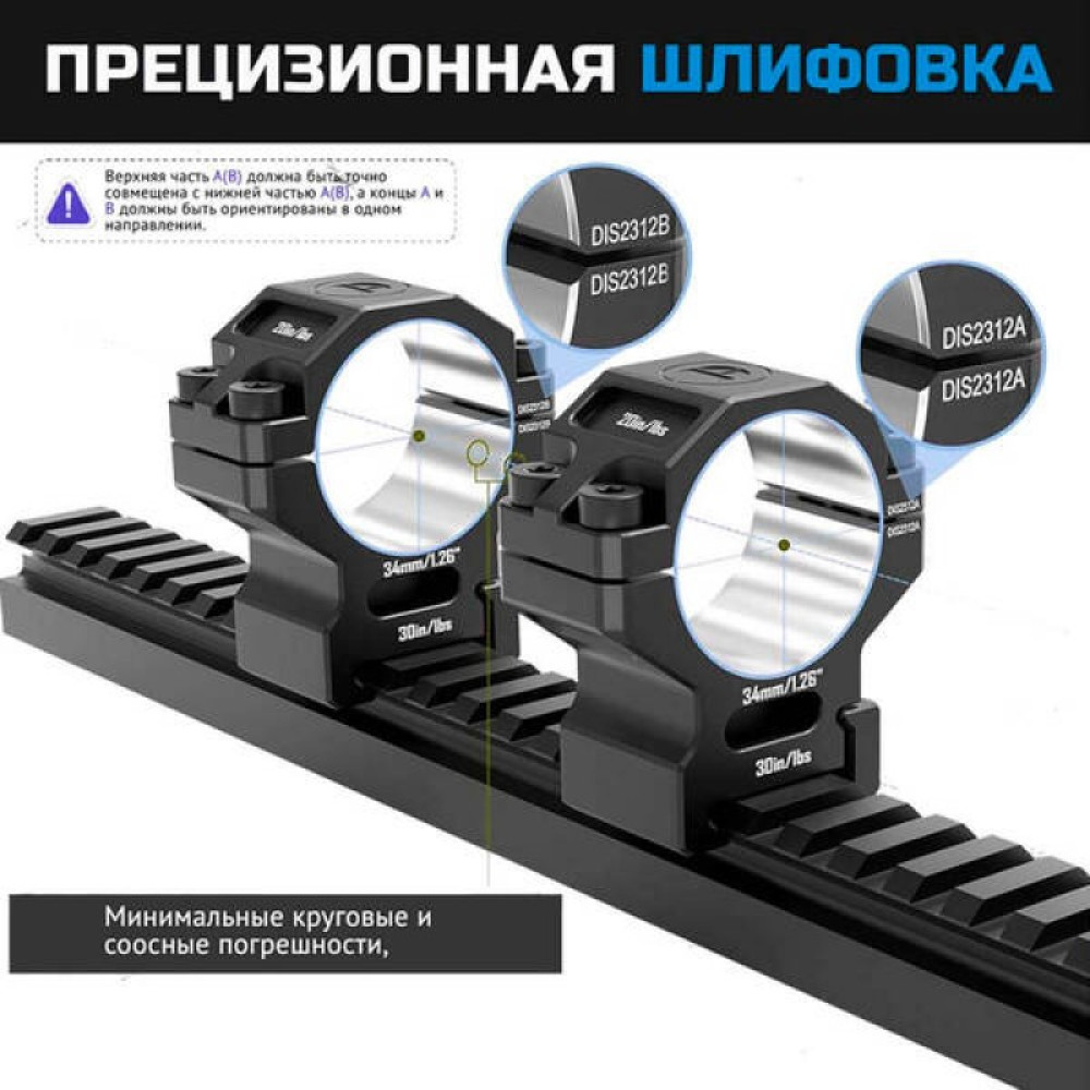 Кольца Discovery 30мм средние под Picatinny (7075)