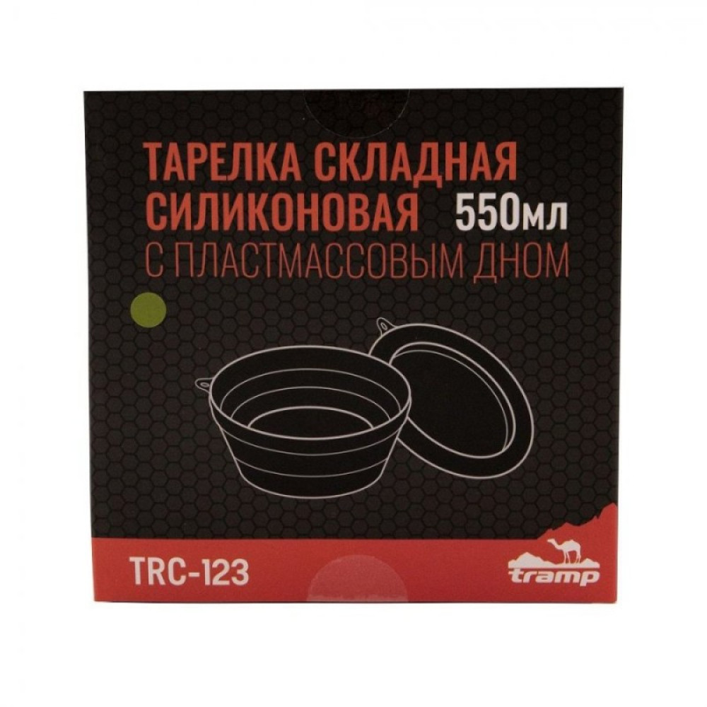 Tramp тарелка силиконовая с пластиковым дном 550 мл (оливковый)