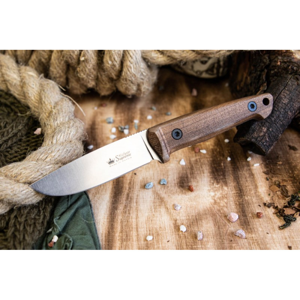 Туристический нож Santi D2 StoneWash Орех Кожа