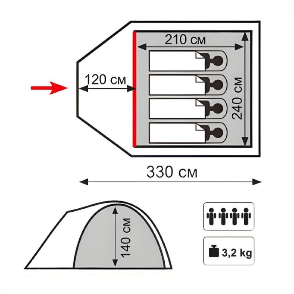 Палатка Totem Indi 4 V2 (зеленый)