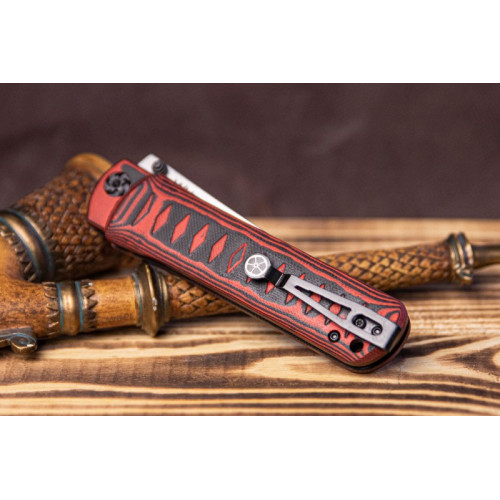 Складной нож Whisper D2 StoneWash Red, на подшипнике
