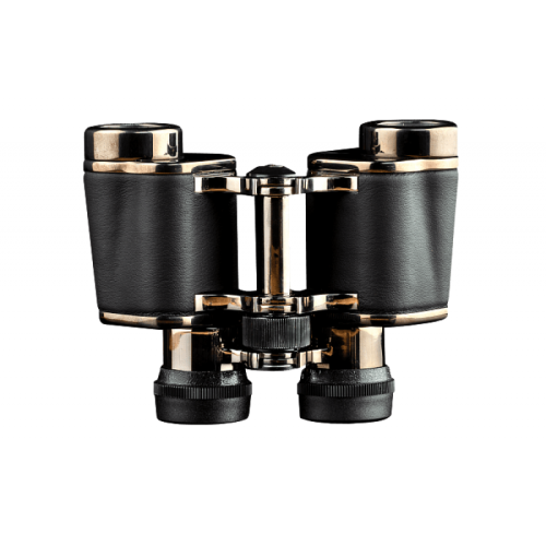 Бинокль БПЦ5 8х30М с оклеенным кожей корпусом и отделкой «Темный хром» в деревянной шкатулке