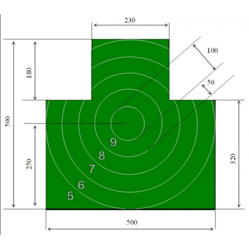 Мишень для пристрелки пистолетов №4 грудная