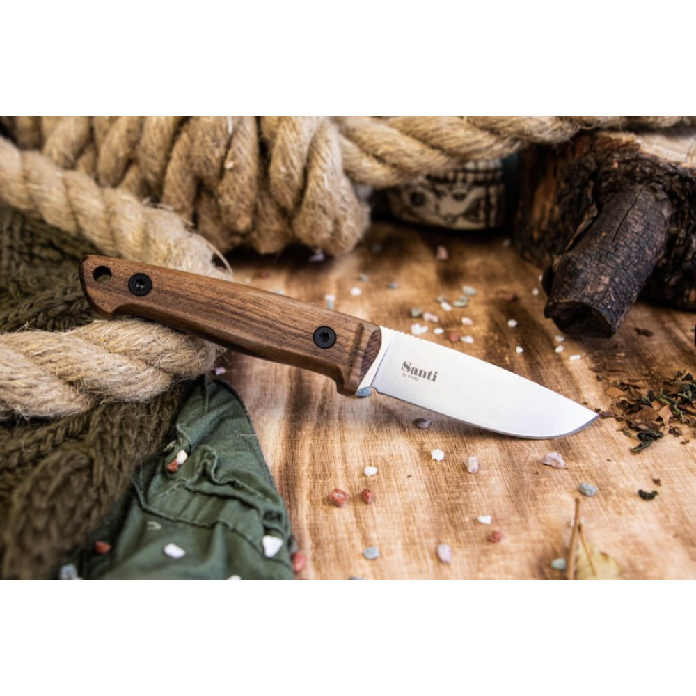 Туристический нож Santi D2 StoneWash Орех Кожа