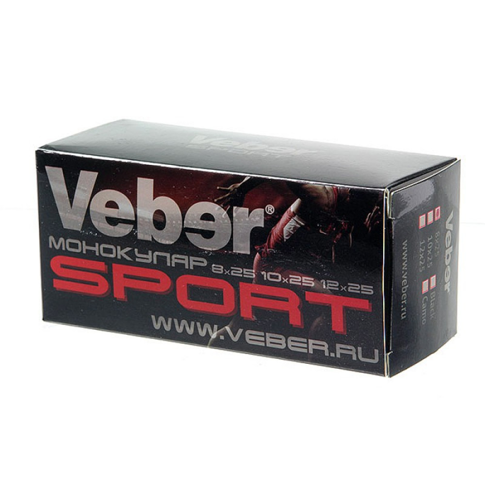 Монокуляр Veber Ultra Sport 12x25, черный, Черный