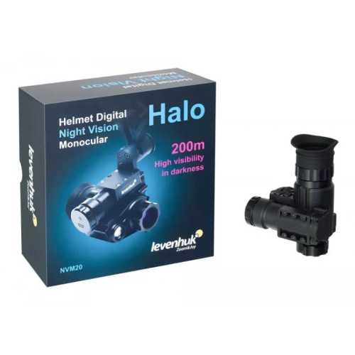 Цифровой монокуляр ночного видения Levenhuk Halo NVM20 Helmet, с креплением на шлем, Черный
