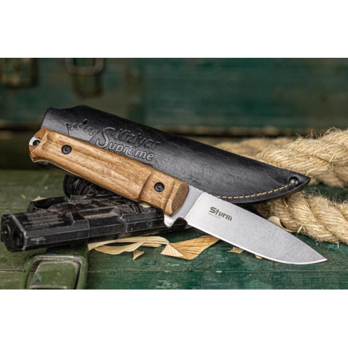 Тактический нож Sturm AUS-8 StoneWash Орех (Спуски от обуха)