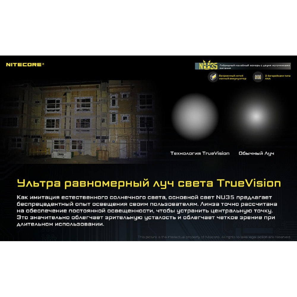 Фонарь Nitecore NU35 CREE XP-G3 S3 LED Black