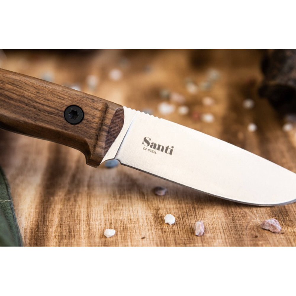 Туристический нож Santi D2 StoneWash Орех Кожа