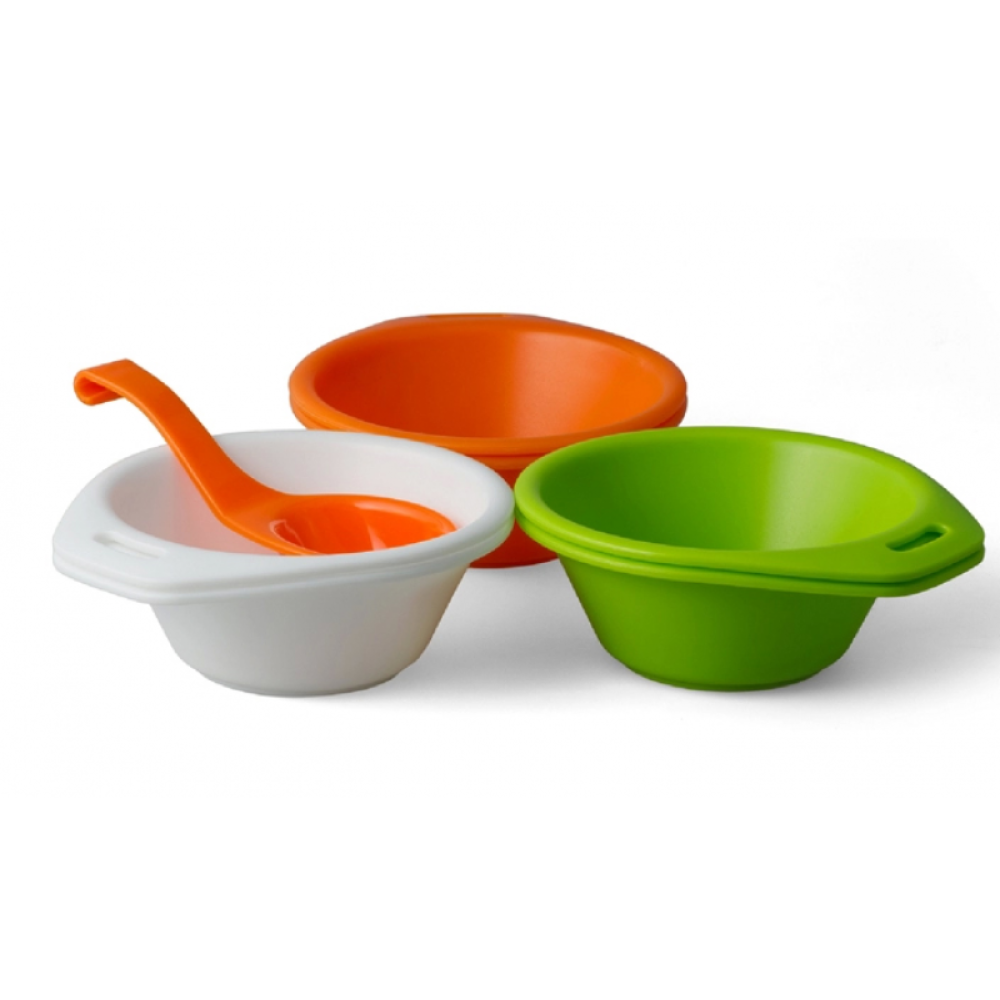 Набор пластиковых мисок, 6 шт по 200 мл и небольшой половник. Набор мисок походных 6 шт. camping bowl set (6+1)
