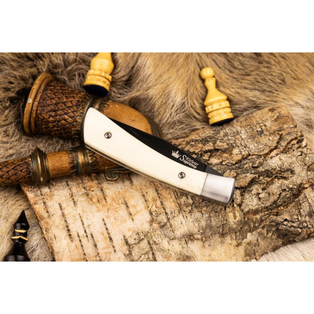 Складной нож Gent D2 Bone Black Titanium