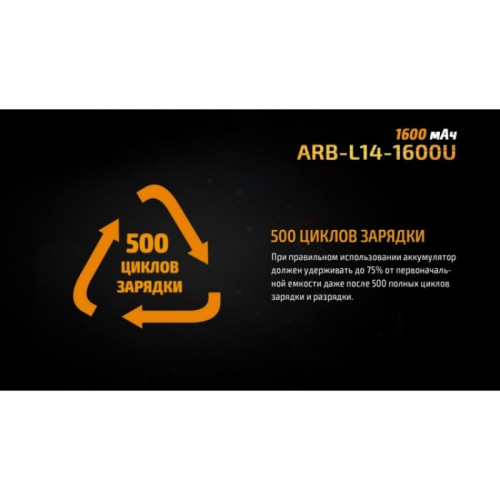 Аккумулятор с разъемом для USB 14500 FENIX 1600mAh ARB-L14-1600U