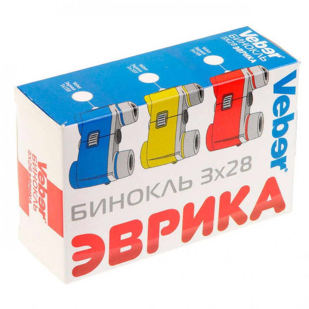 Бинокль детский Veber «Эврика» 3х28, красный, Красный