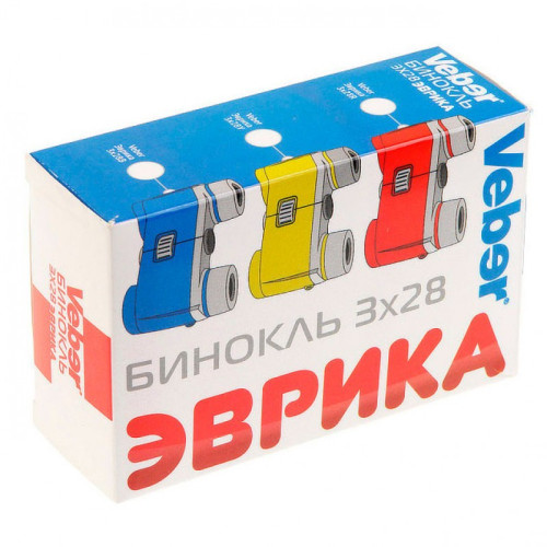 Бинокль детский Veber «Эврика» 3х28, красный, Красный