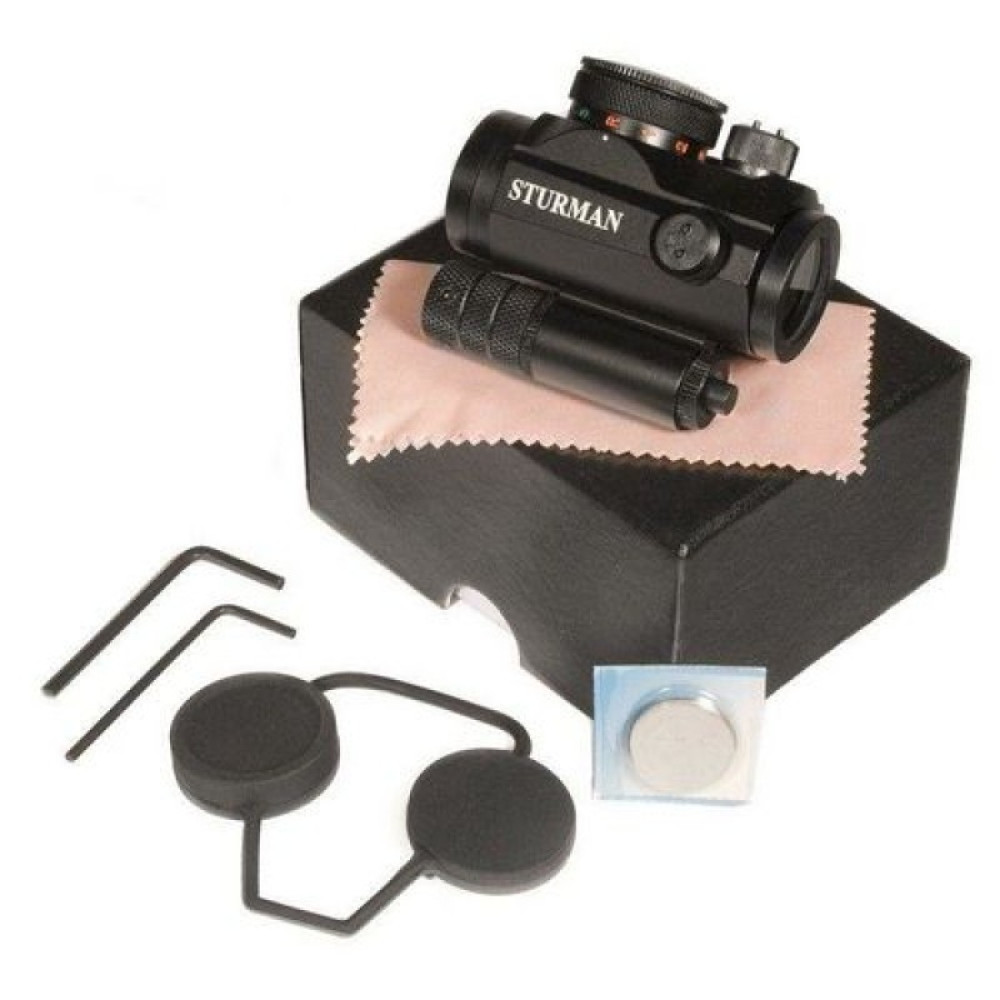 Коллиматорный прицел Sturman 1x20 с лазерным целеуказателем на Weaver, Черный