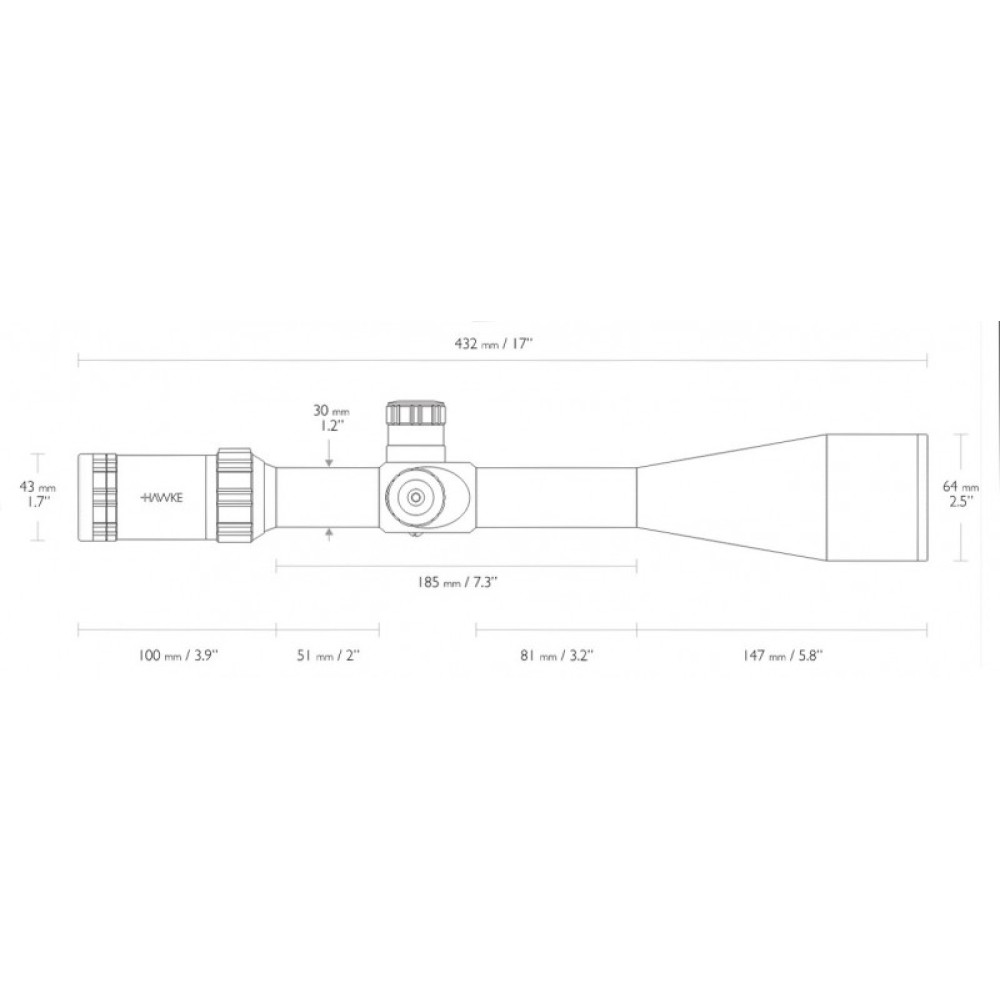 Оптический прицел Hawke Sidewinder 8-32x56 (20x 1/2 Mil Dot)