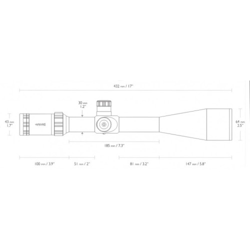 Оптический прицел Hawke Sidewinder 8-32x56 (20x 1/2 Mil Dot)