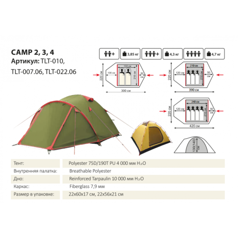 Палатка Tramp Lite Camp 2 зеленый
