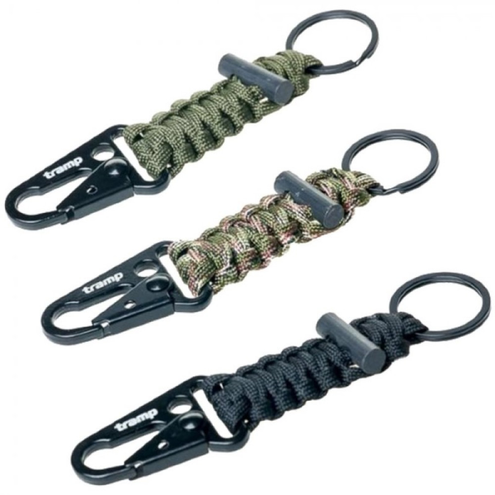 Tramp брелок паракордовый для ключей (карабин/кольцо для ключей/огниво) (черный)