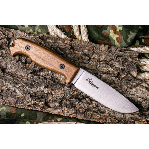 Туристический нож Ural AUS-8 StoneWash Орех (прямые спуски)