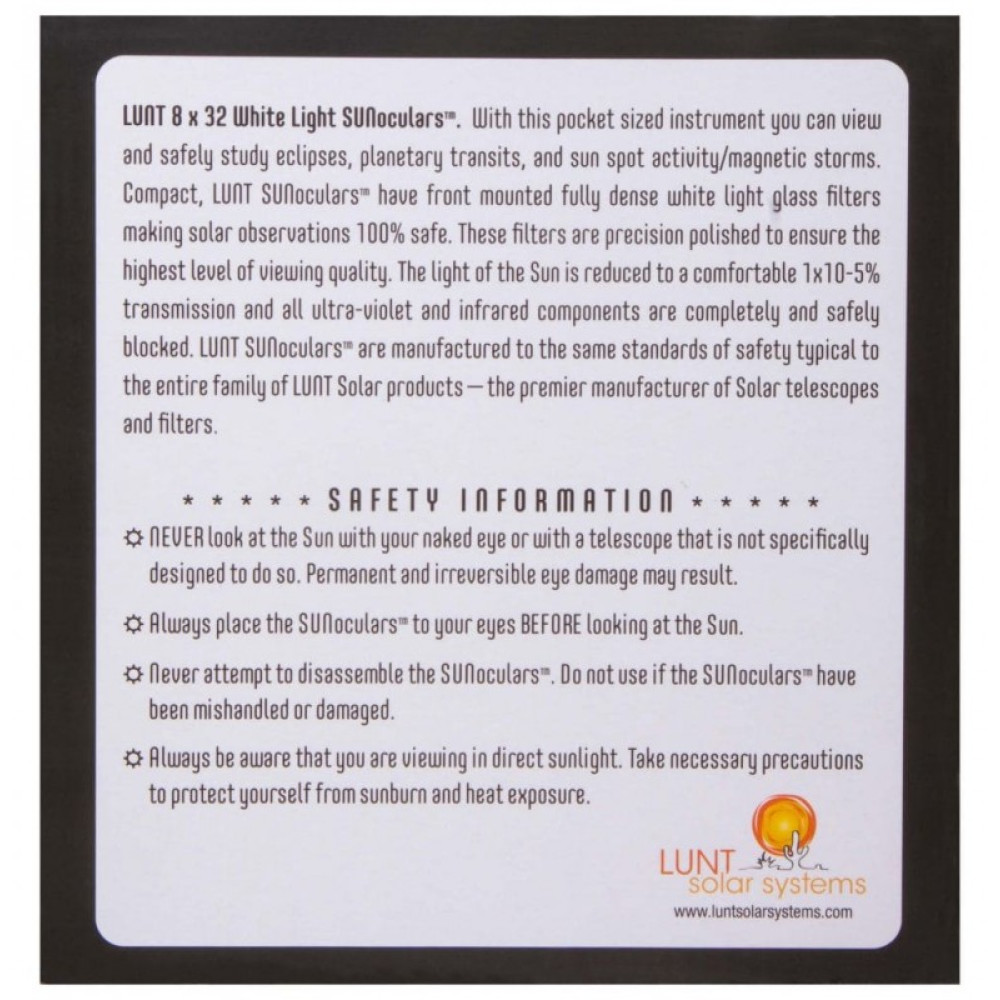 Бинокль солнечный LUNT SUNoculars 8x32, черный