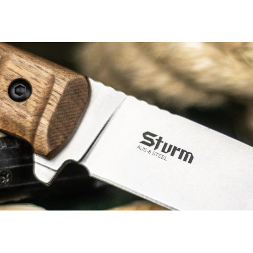 Тактический нож Sturm AUS-8 StoneWash Орех (Спуски от обуха)