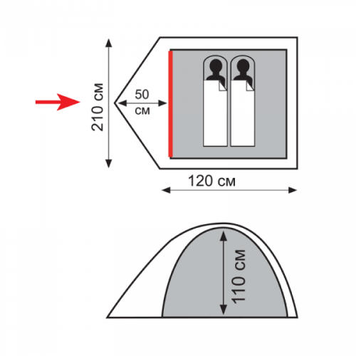 Палатка Totem Trek 2 (V2) (зеленый)