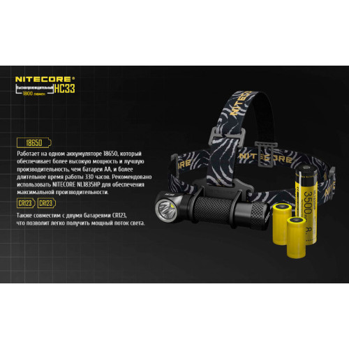 Налобный фонарь Nitecore HC33 Cree XPH35 HD