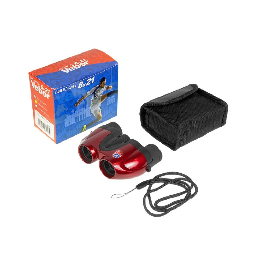 Бинокль Veber 8x21, рубин, Красный