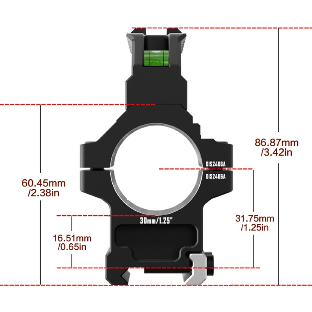 Кольца Discovery 30мм усиленные высокие (7075) с планкой и уровнем под Picatinny
