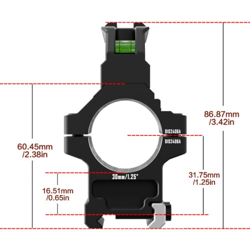 Кольца Discovery 30мм усиленные высокие (7075) с планкой и уровнем под Picatinny