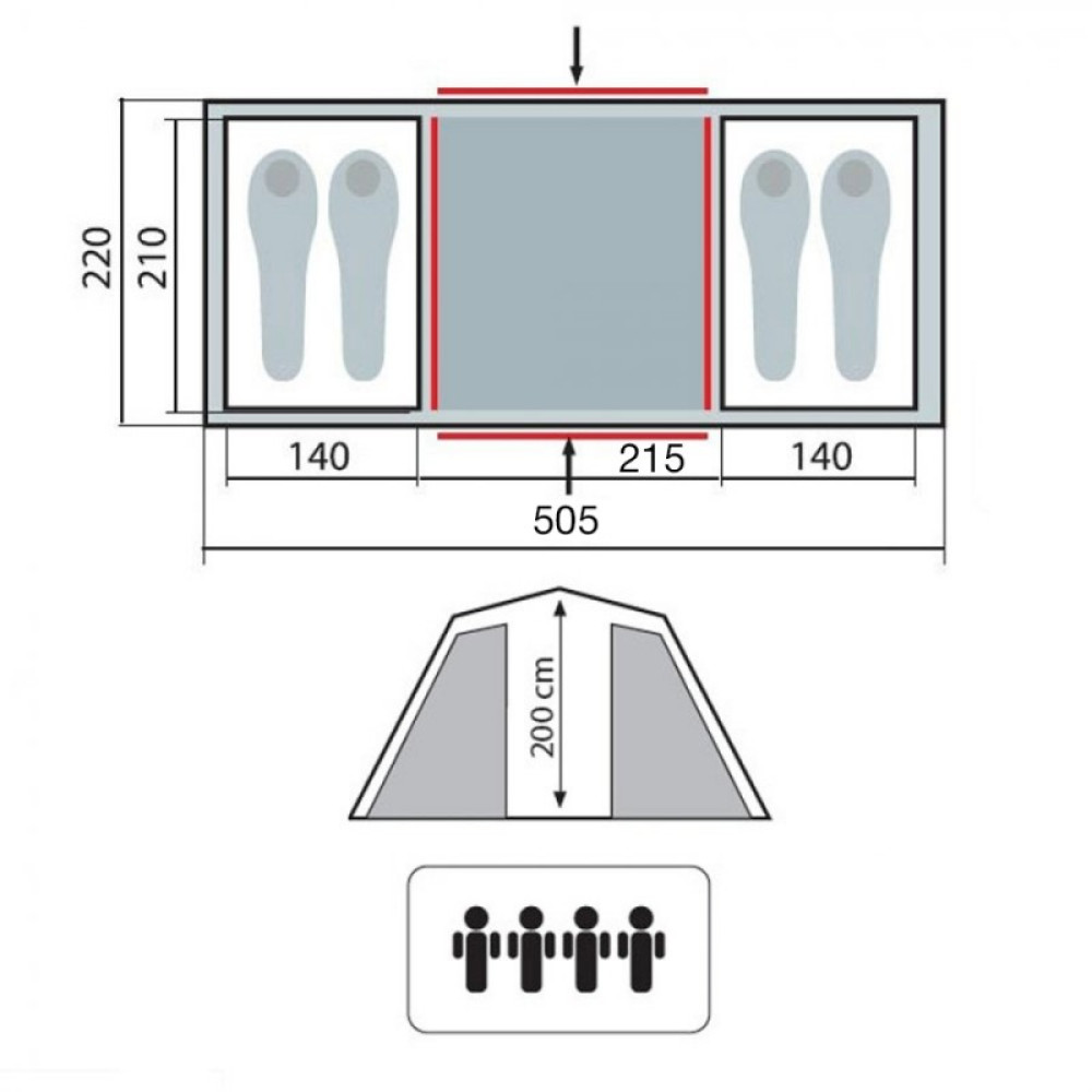 Палатка двухкомнатная Tramp Brest 4 V2, песочный