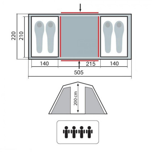 Палатка двухкомнатная Tramp Brest 4 V2, песочный