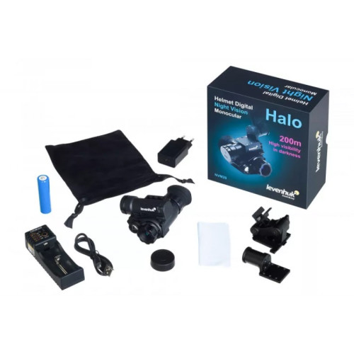 Цифровой монокуляр ночного видения Levenhuk Halo NVM20 Helmet, с креплением на шлем, Черный