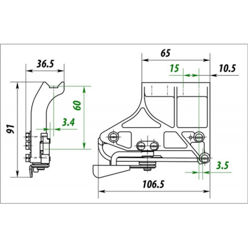Кронштейн для крепления прицелов ПН23, ПН23-3, ПН23-5 на оружии с боковой планкой
